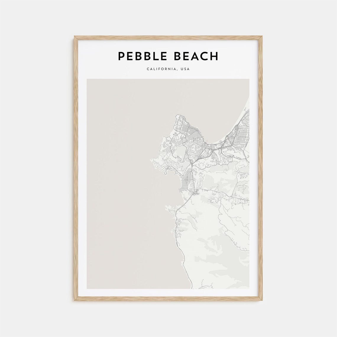 Pebble Beach California USA Minimalist Coast Map Decor Art Poster