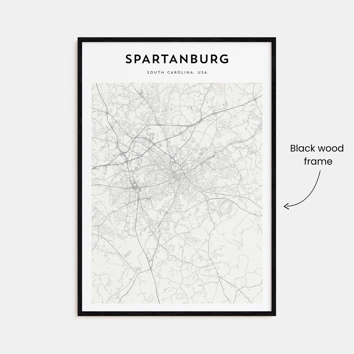 Spartanburg South Carolina Minimalist City Map Line Art Poster - Image 3