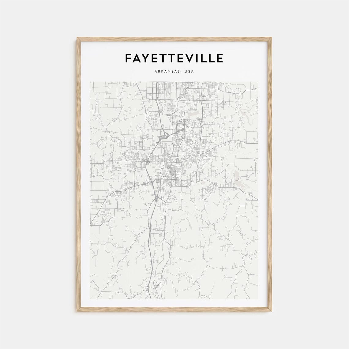 Fayetteville Arkansas Minimalist City Street Map Poster Wall Decor
