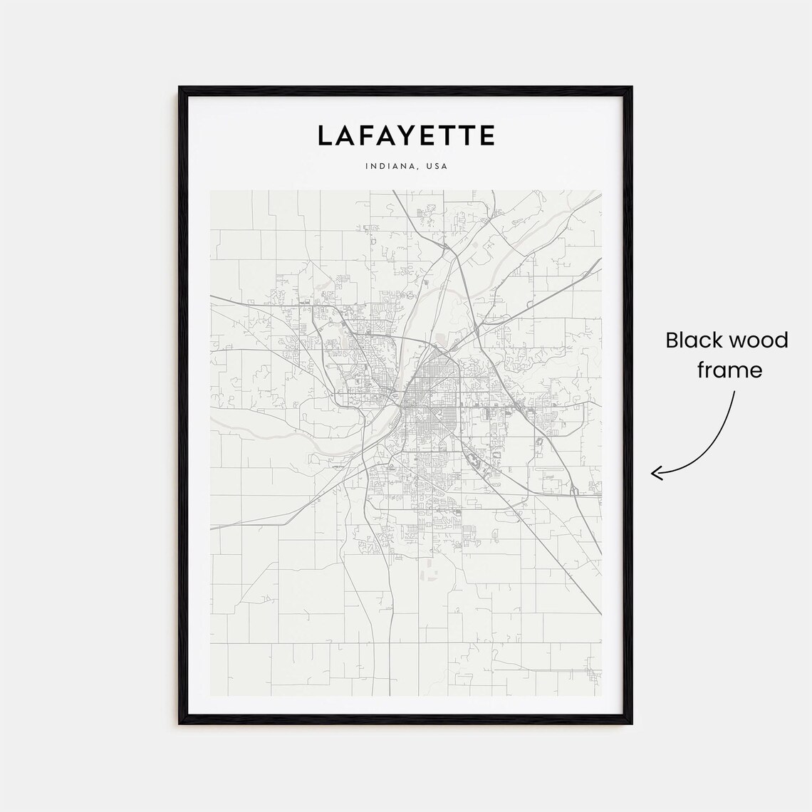Lafayette Indiana Minimalist City Street Map Elegant Decor Art Poster - Image 3