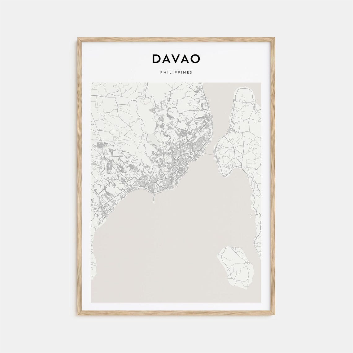 Davao Philippines Modern Minimalist City Street Map Travel Poster