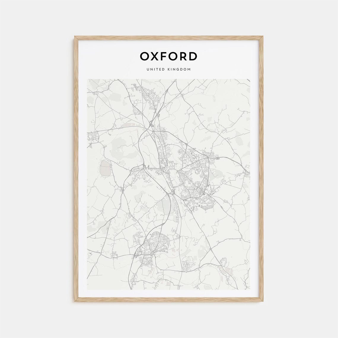 Oxford United Kingdom Minimalist City Map Poster with Bold Typography