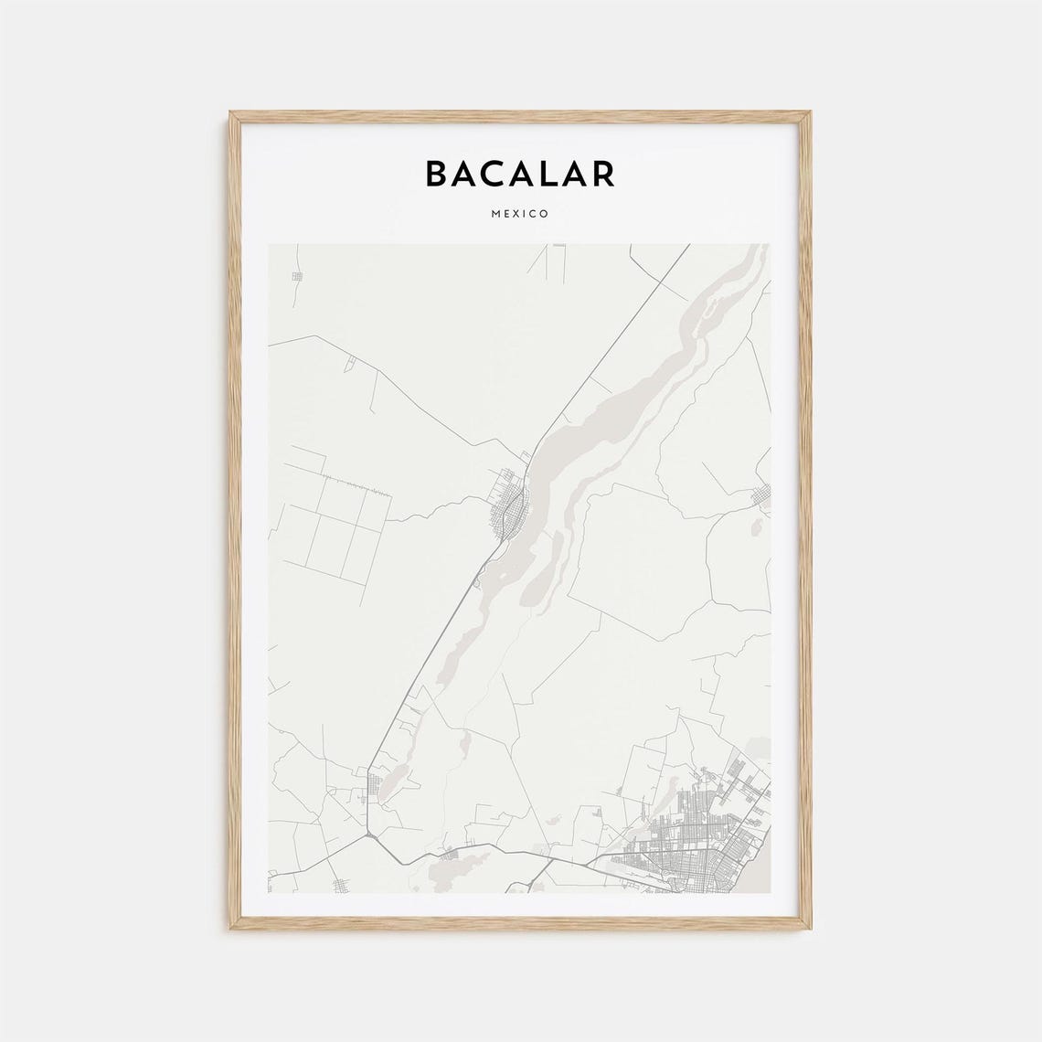 Bacalar Mexico Lagoon Of Seven Colors Minimalist Map Travel Poster