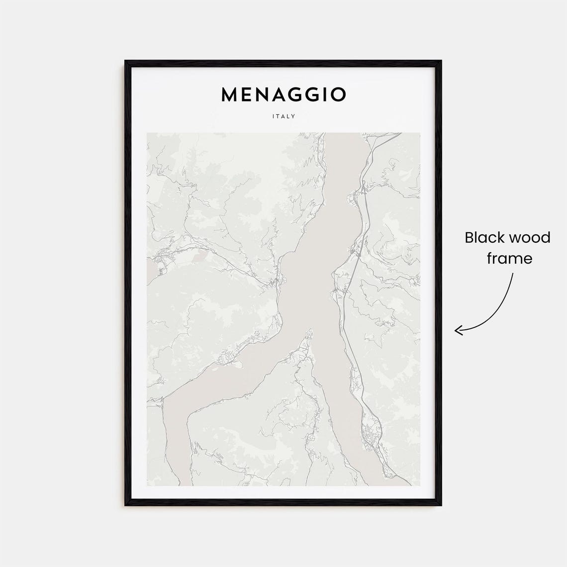 Menaggio Italy Lake Como Town Beige Minimalist Map Art Poster - Image 3