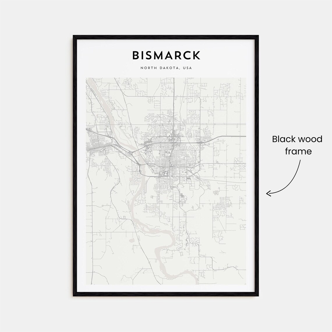 Bismarck North Dakota USA Minimalist City Map Line Art Travel Poster - Image 3