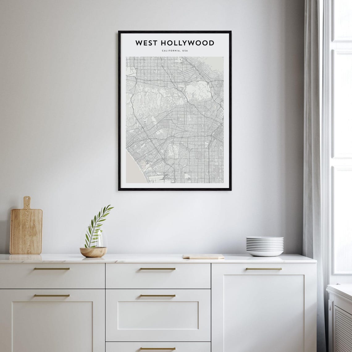 West Hollywood California Minimalist Street Map Poster Decor Gift - Image 2