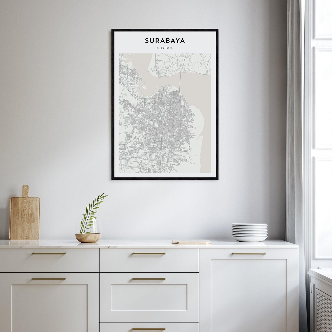 Surabaya Indonesia City Street Map Scandinavian Minimalist Poster - Image 2