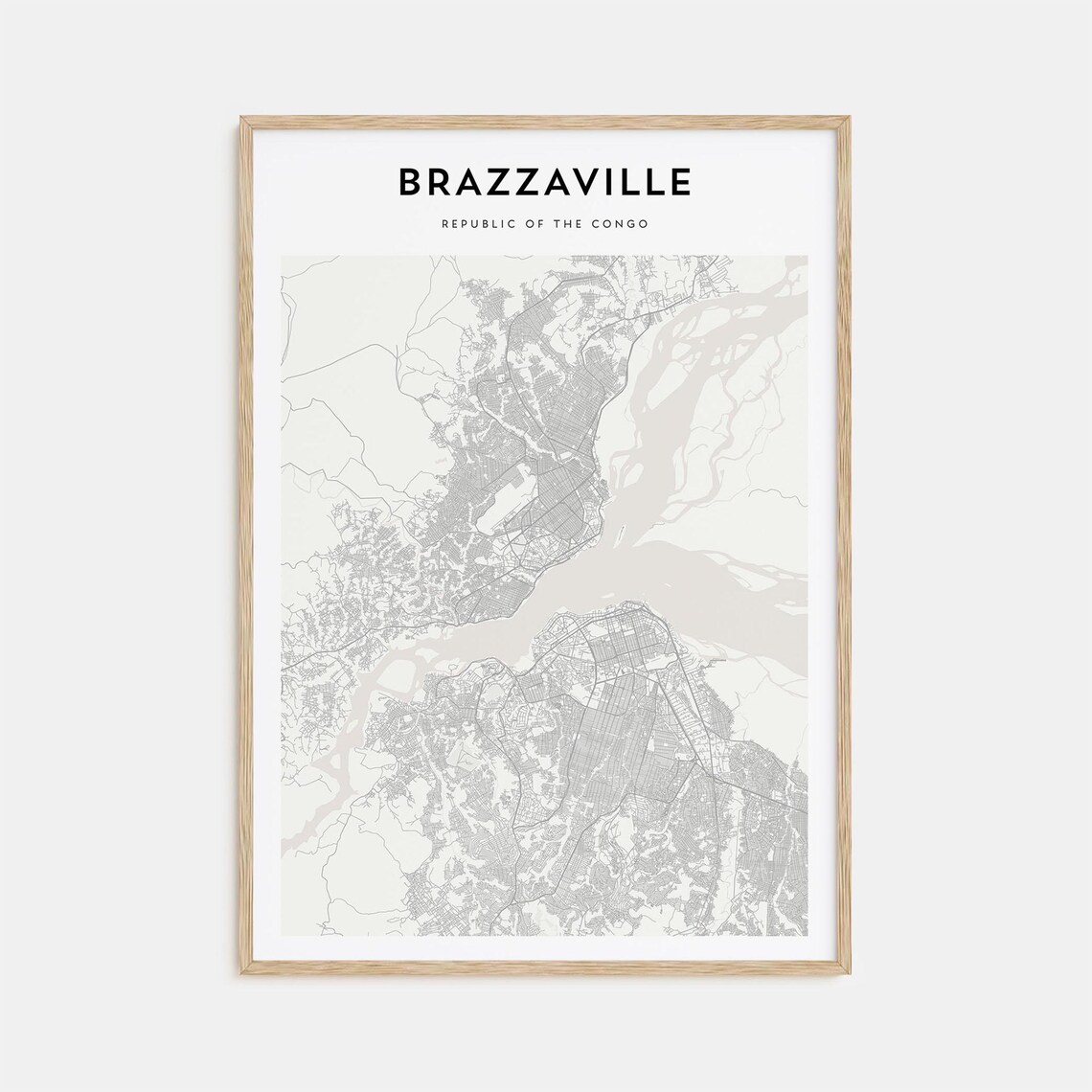 Brazzaville Republic of Congo Minimalist City Line Map Art Poster