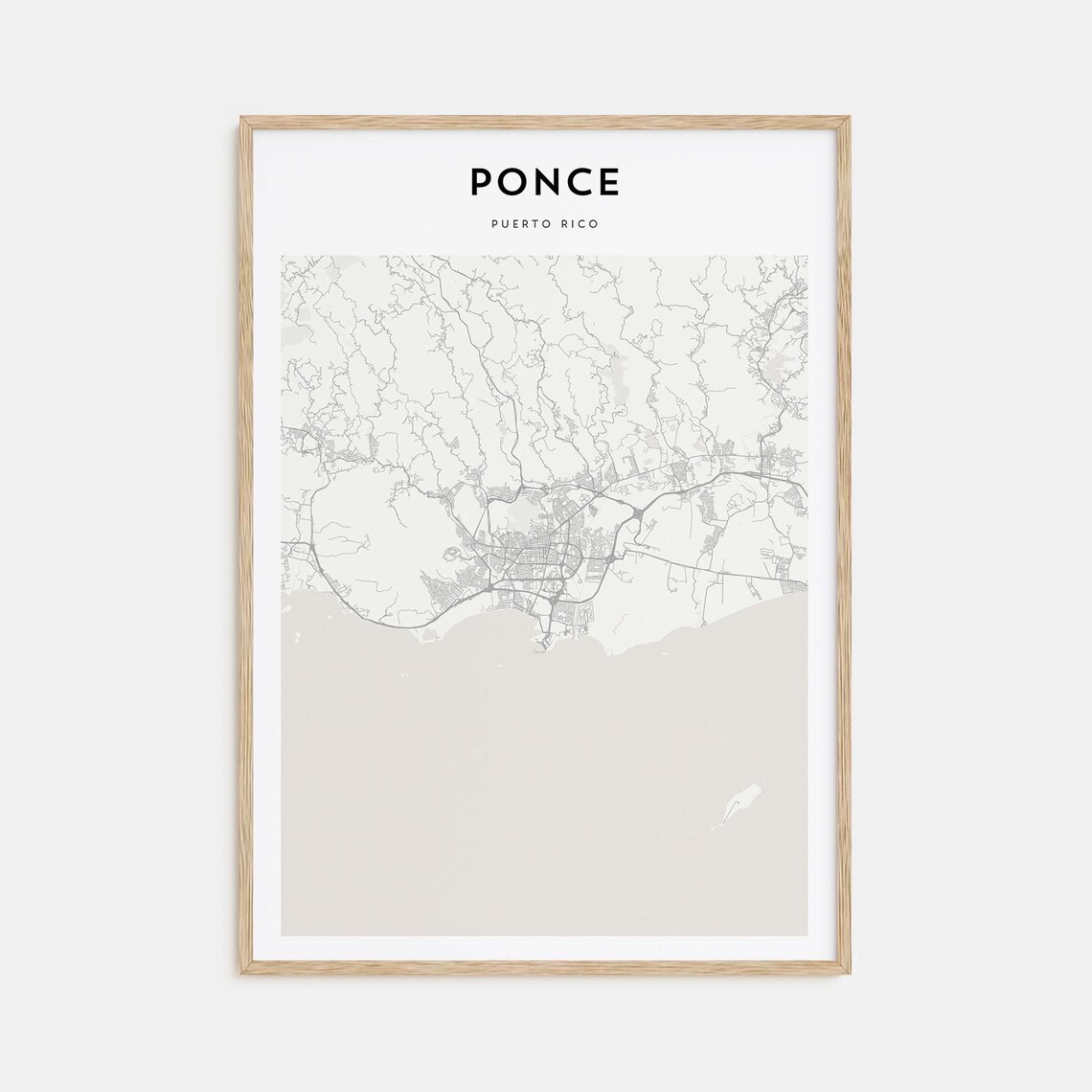 Ponce Puerto Rico Minimalist Black and White City Map Art Poster