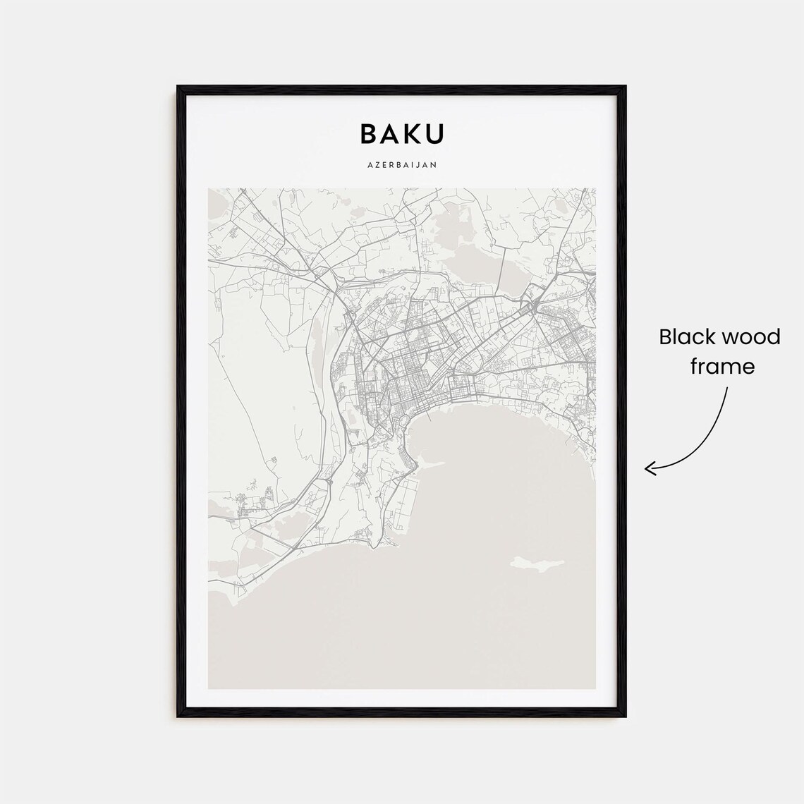 Baku Azerbaijan Minimalist Line Map of the City Street Art Poster - Image 3