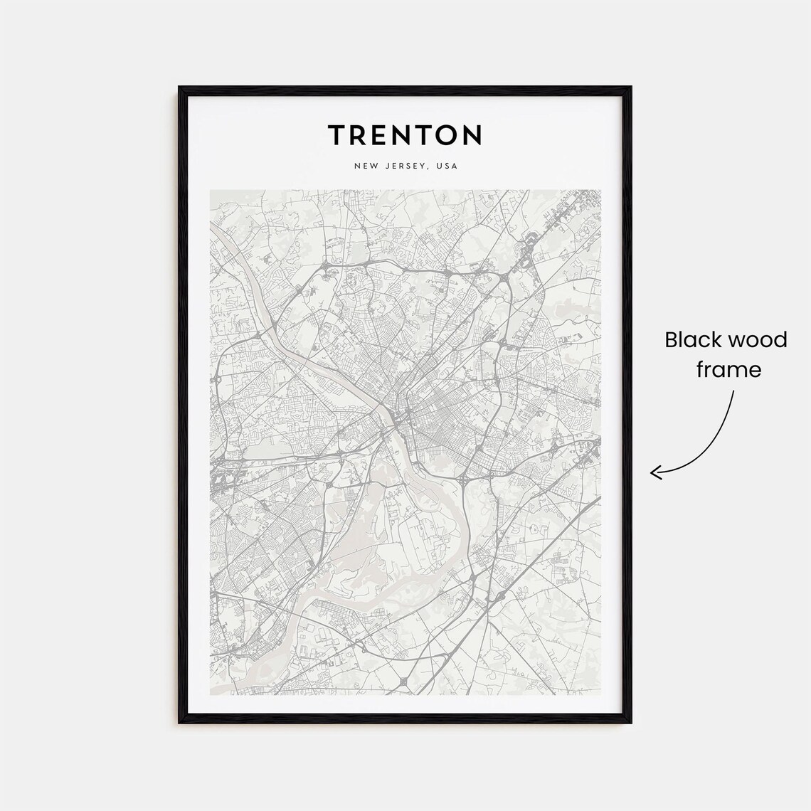 Trenton New Jersey Minimalist City Street Map Art Travel Poster - Image 3