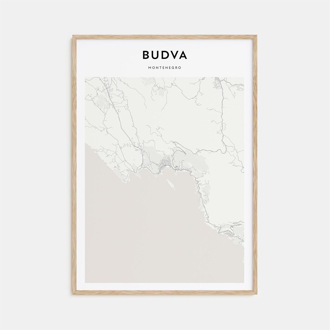 Budva Montenegro Minimalist City Street Map Travel Art Print