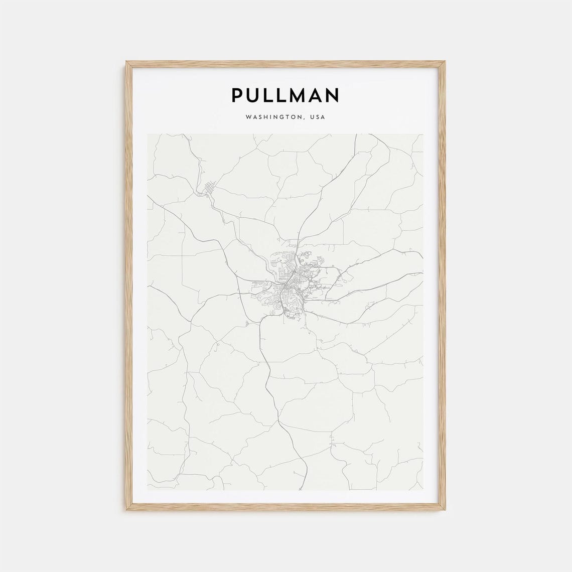 Pullman Washington USA Minimalist Modern City Map Street Art Poster