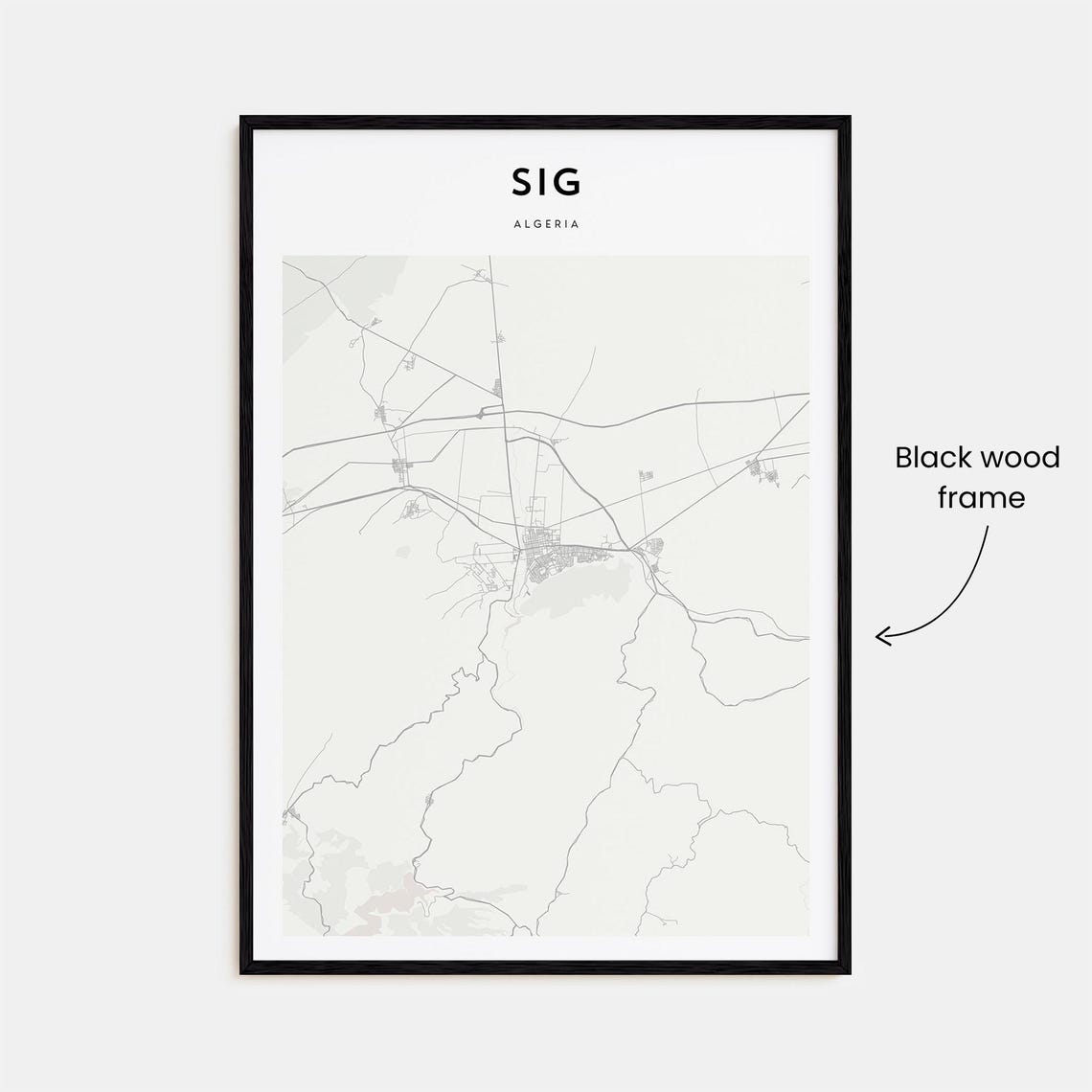 Sig Algeria Minimalist City Map Black White Scandinavian Poster - Image 3