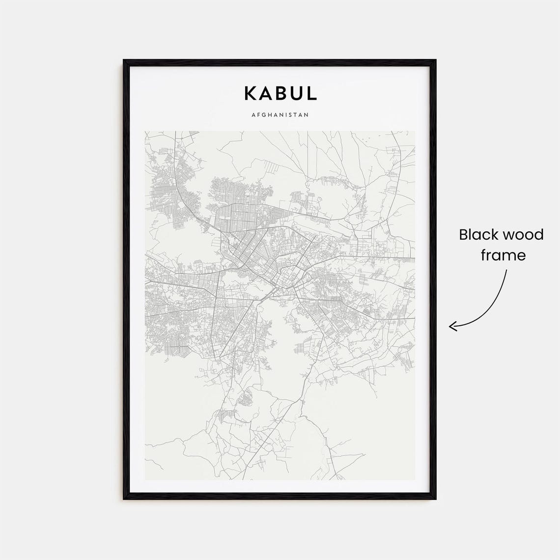Kabul Afghanistan Minimalist City Street Map Line Art Poster - Image 3
