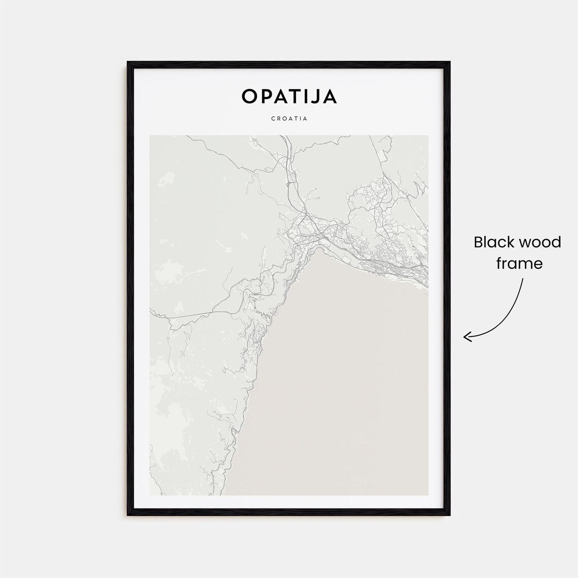 Opatija Croatia Coastal Town Minimalist Street Map Travel Art Poster - Image 3