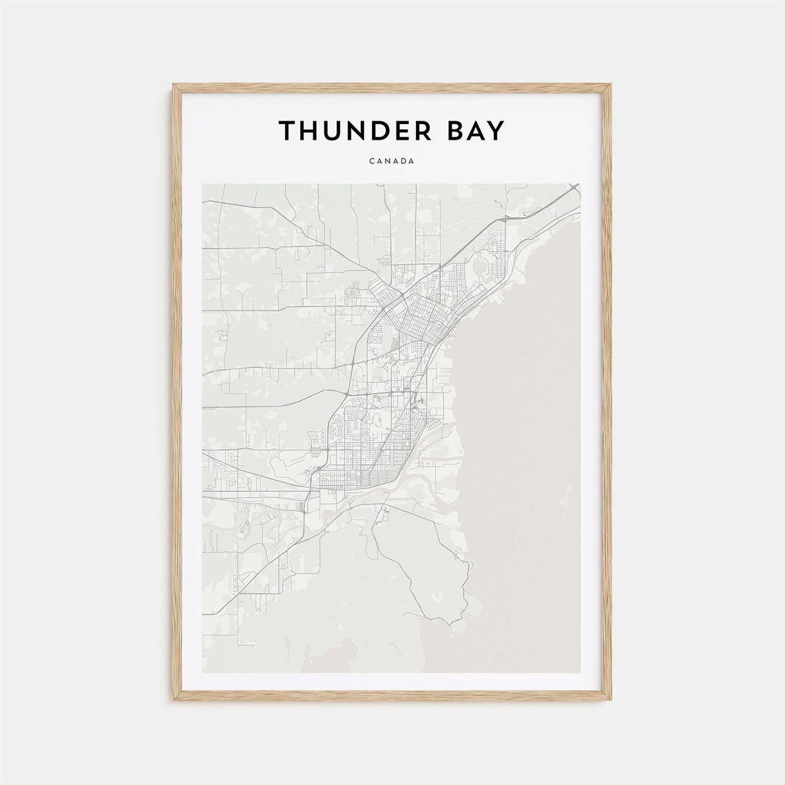 Thunder Bay Canada Minimalist Lake Shore Map Line Art Travel Poster