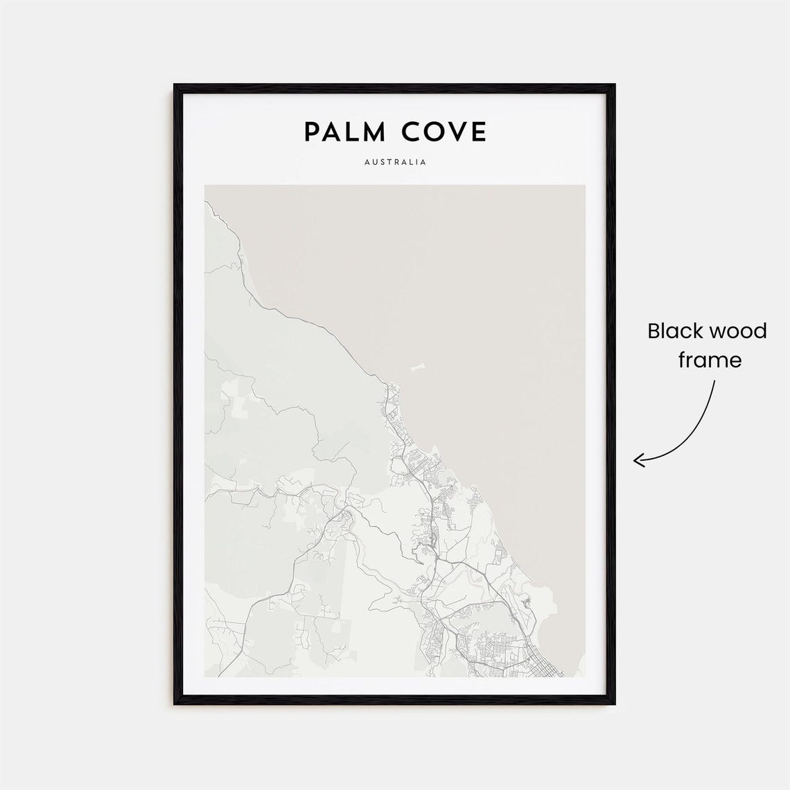 Palm Cove Australia Minimalist Black And White Street Map Poster - Image 3