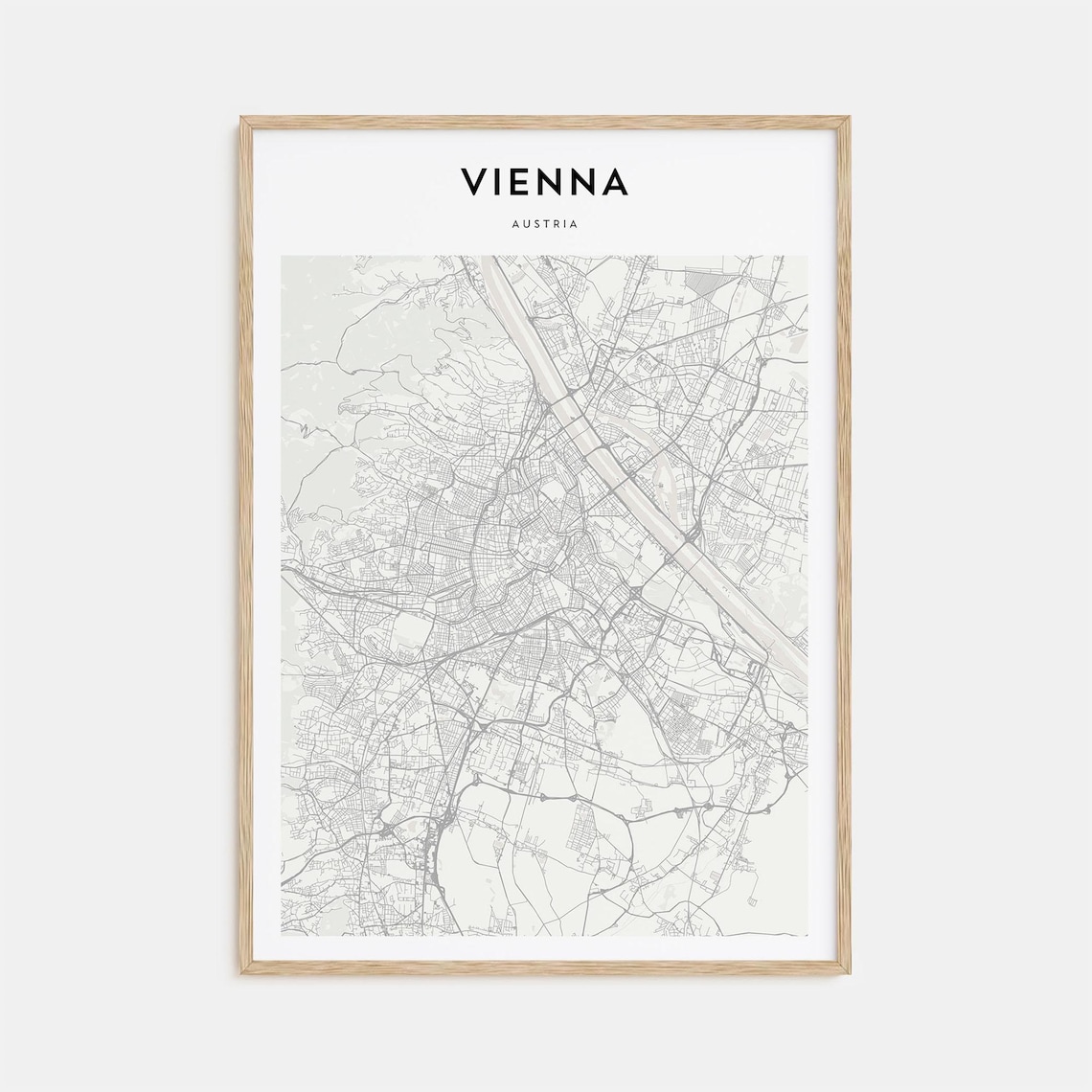 Vienna Austria Street Map Poster Minimalist Modern Wall Decor