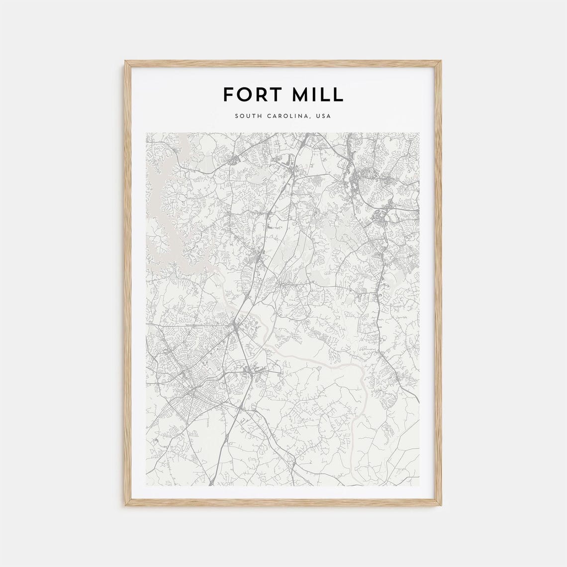 Fort Mill South Carolina USA Minimalist Street Map Line Art Poster