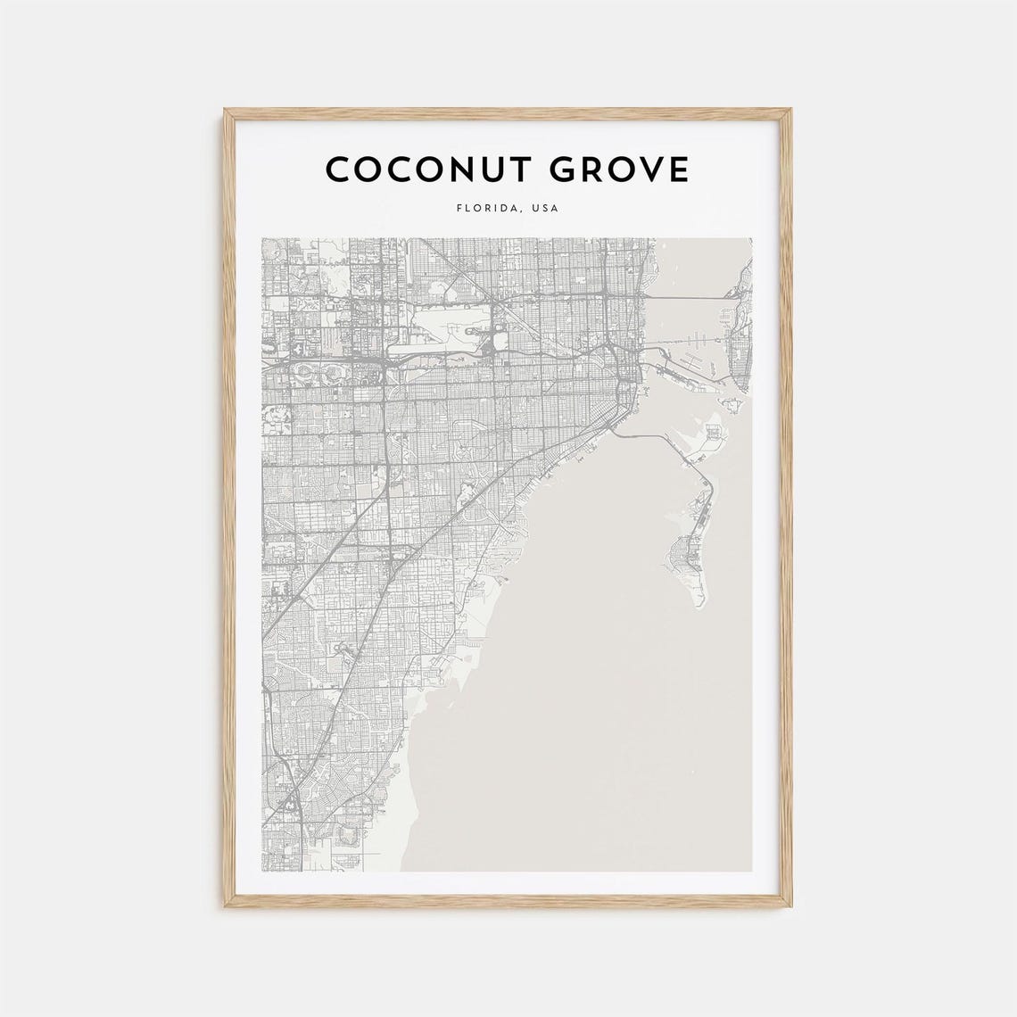 Coconut Grove Florida Minimalist Street Map Neighborhood Poster