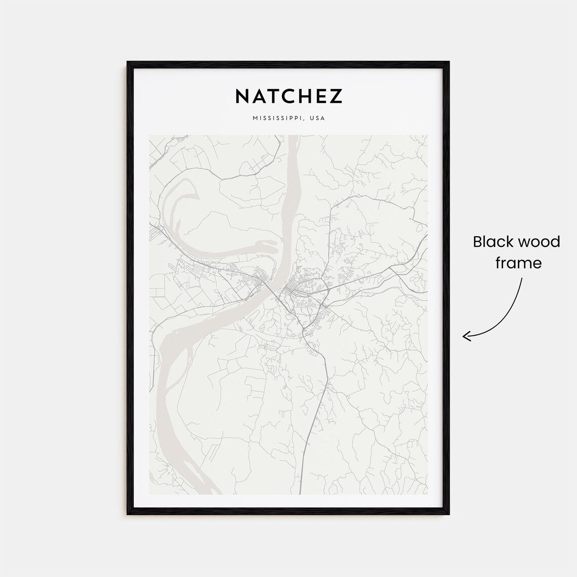 Natchez Mississippi USA City Street Map Minimalist Line Art Poster - Image 3