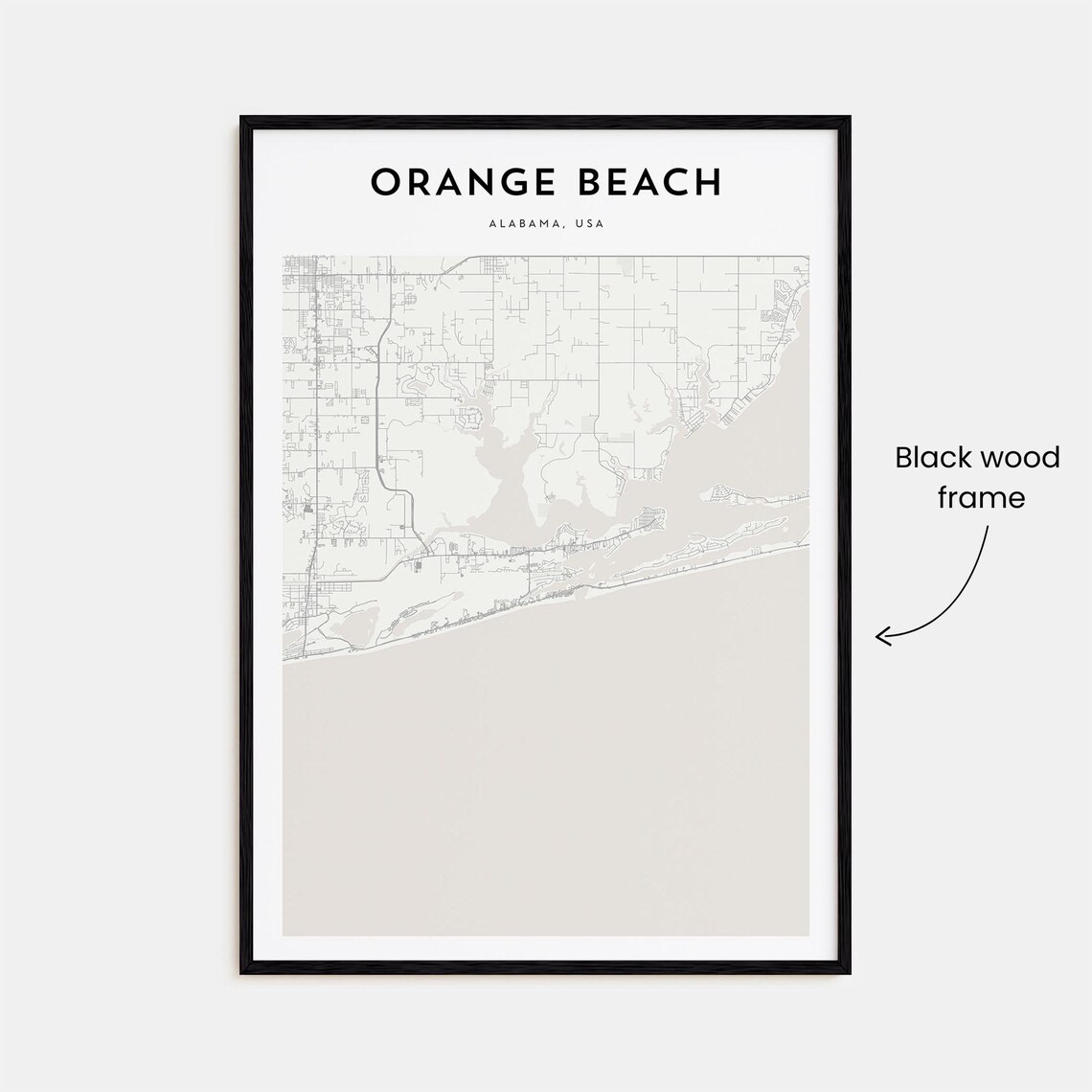Orange Beach Alabama Coastal Minimalist Street Map Travel Art Poster - Image 3