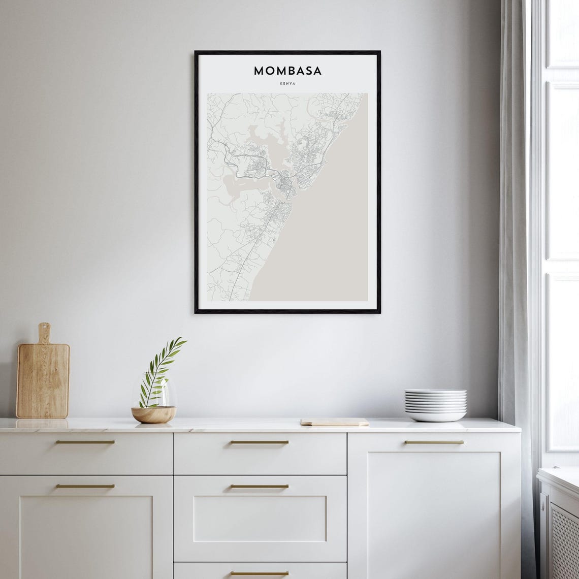 Mombasa Kenya Coastal City Street Map Poster with Bold Typography - Image 2