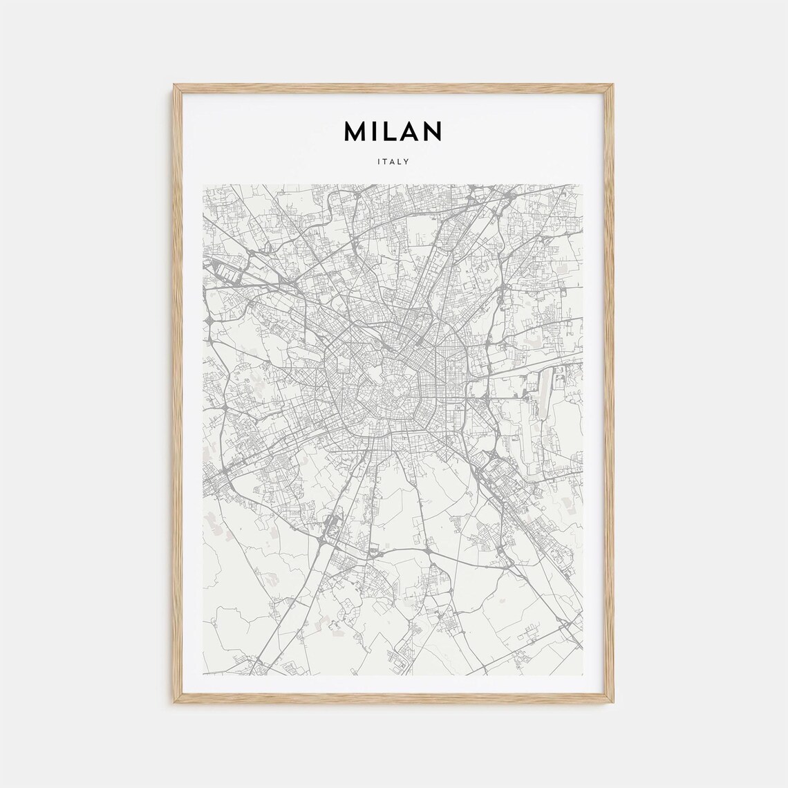 Milan Italy Minimalist Black And White City Street Map Poster Europe
