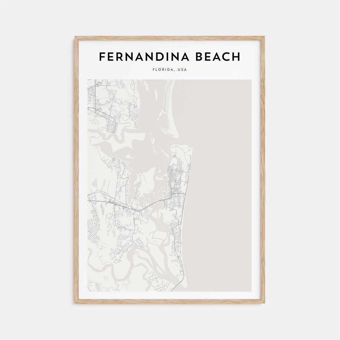 Fernandina Beach Florida Minimalist Coastal Street Map Poster