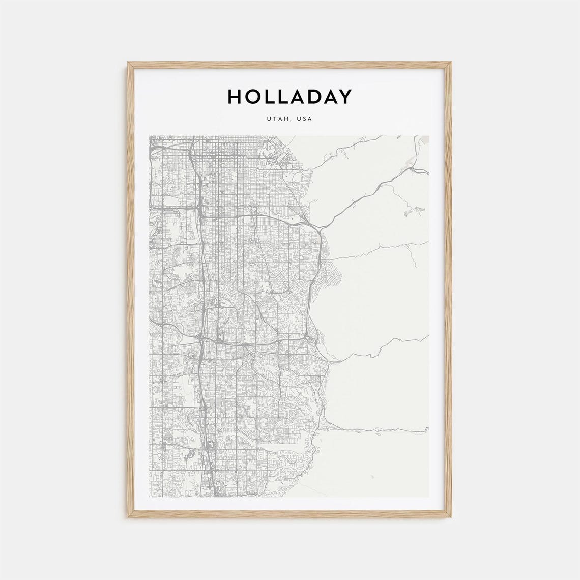 Holladay Utah USA Minimalist Suburban City Map Line Art Print