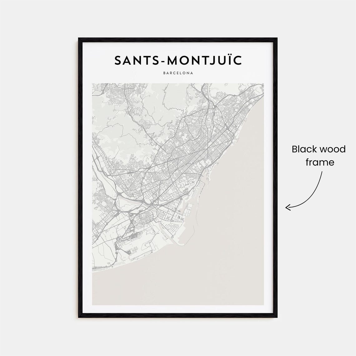 Sants-Montjuic Barcelona Minimalist Street Map Line Art Poster - Image 3