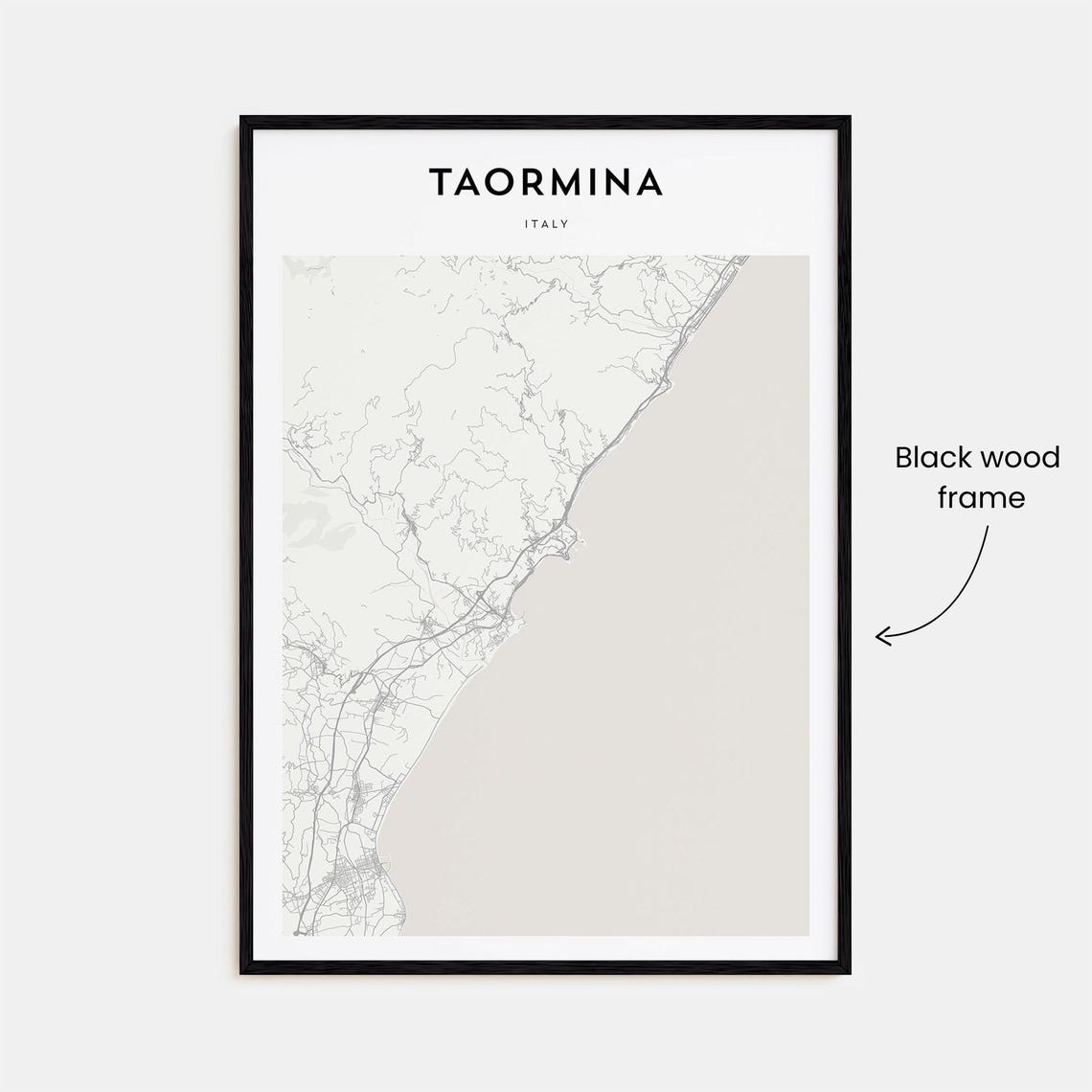 Taormina Italy Minimal Cream Coastal Map Travel Decor Poster - Image 3