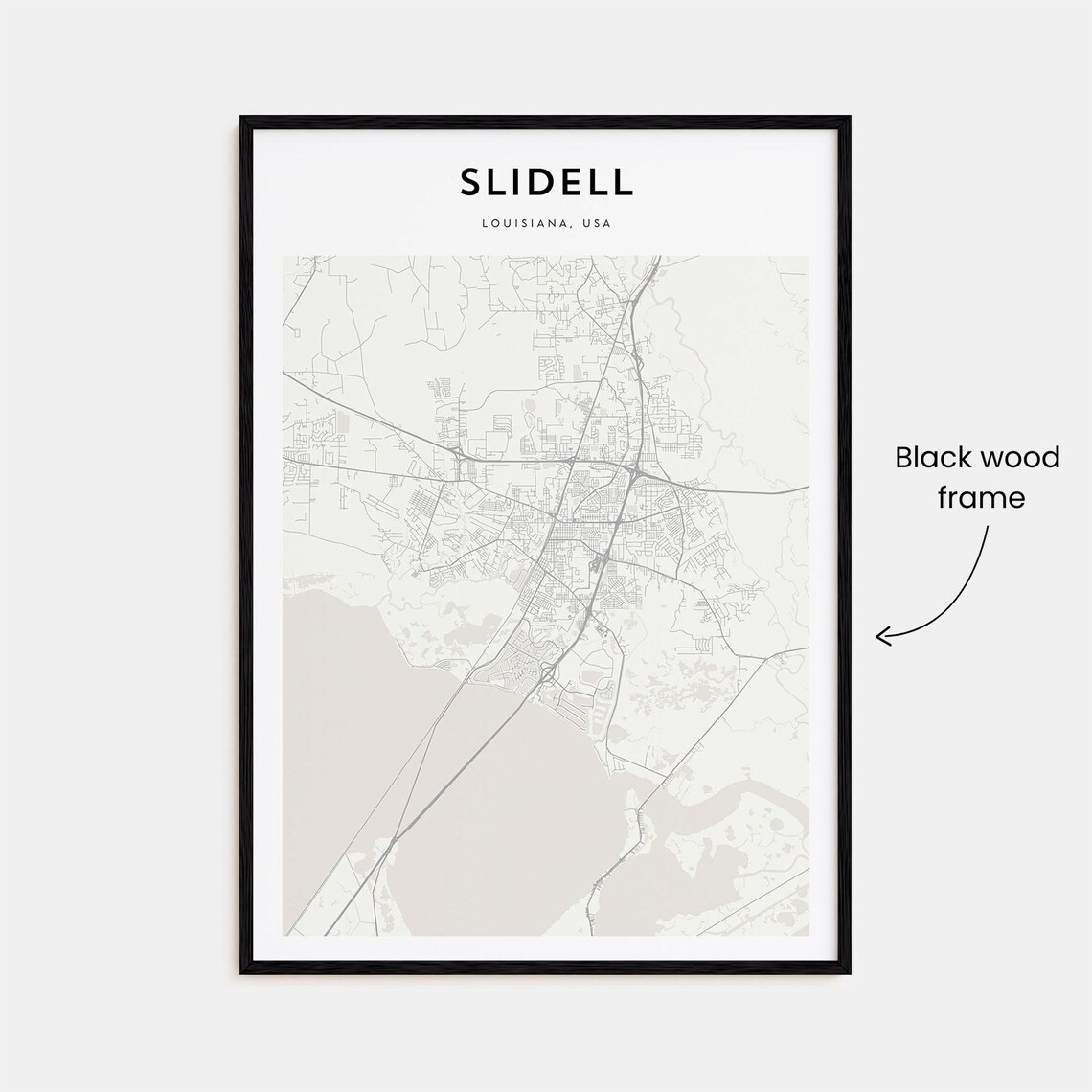 Slidell Louisiana USA Minimal City Street Map Black White Poster - Image 3