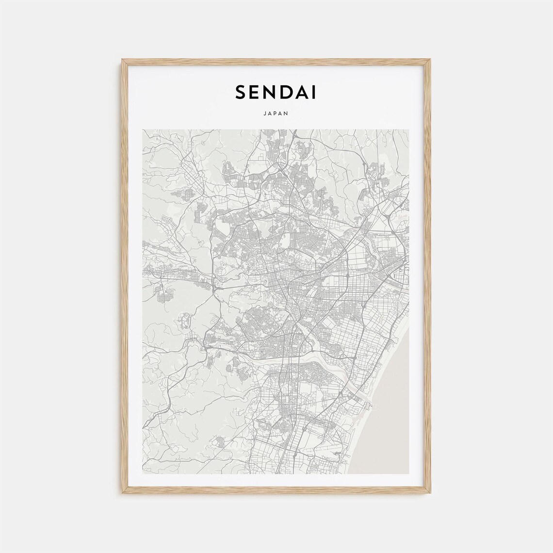 Sendai Japan Modern Scandinavian Minimalist City Map Travel Poster