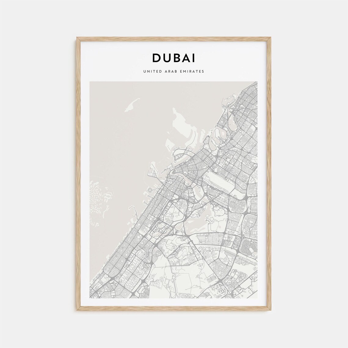 Dubai United Arab Emirates Minimalist City Street Map Poster