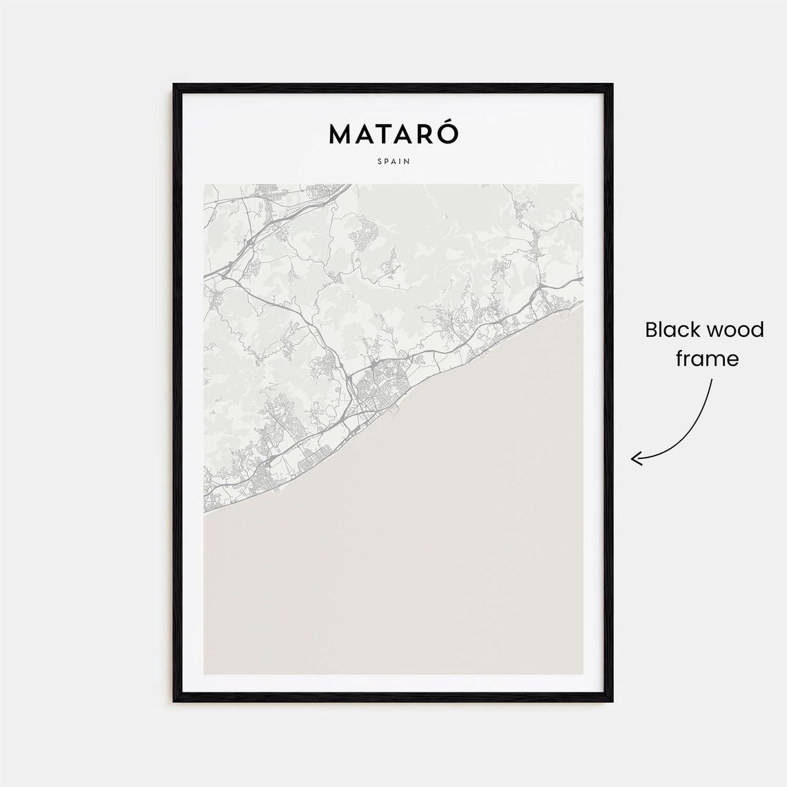 Mataro Spain Mediterranean Coast Beige Minimalist Map Art Poster - Image 3