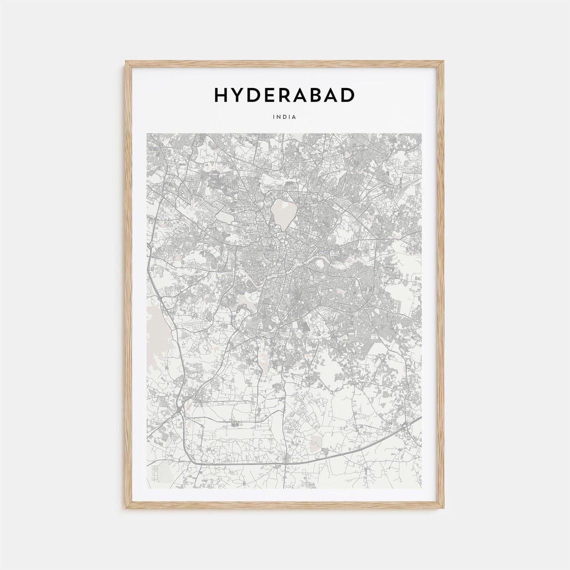 Hyderabad India Street Map Poster Minimalist Modern Wall Decor