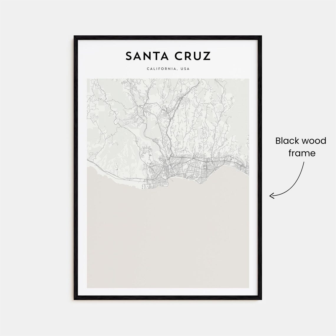 Santa Cruz California USA Minimalist Coast Map Travel Poster - Image 3