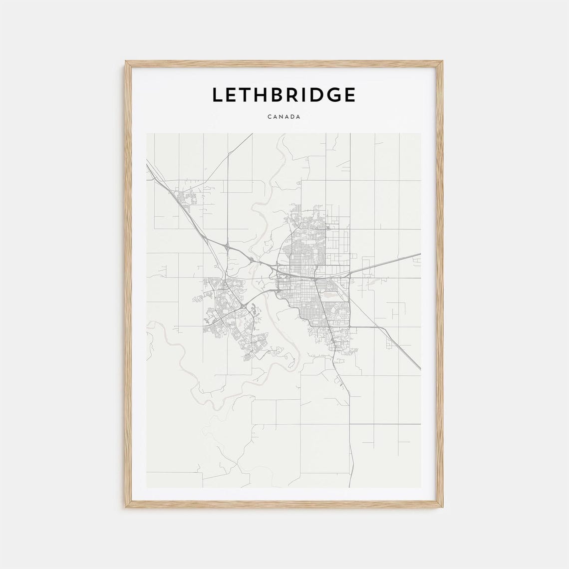 Lethbridge Canada City Street Map Minimalist Line Art Poster