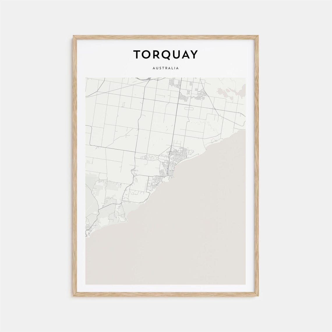 Torquay Australia Minimalist Coastal Town Street Map Travel Poster