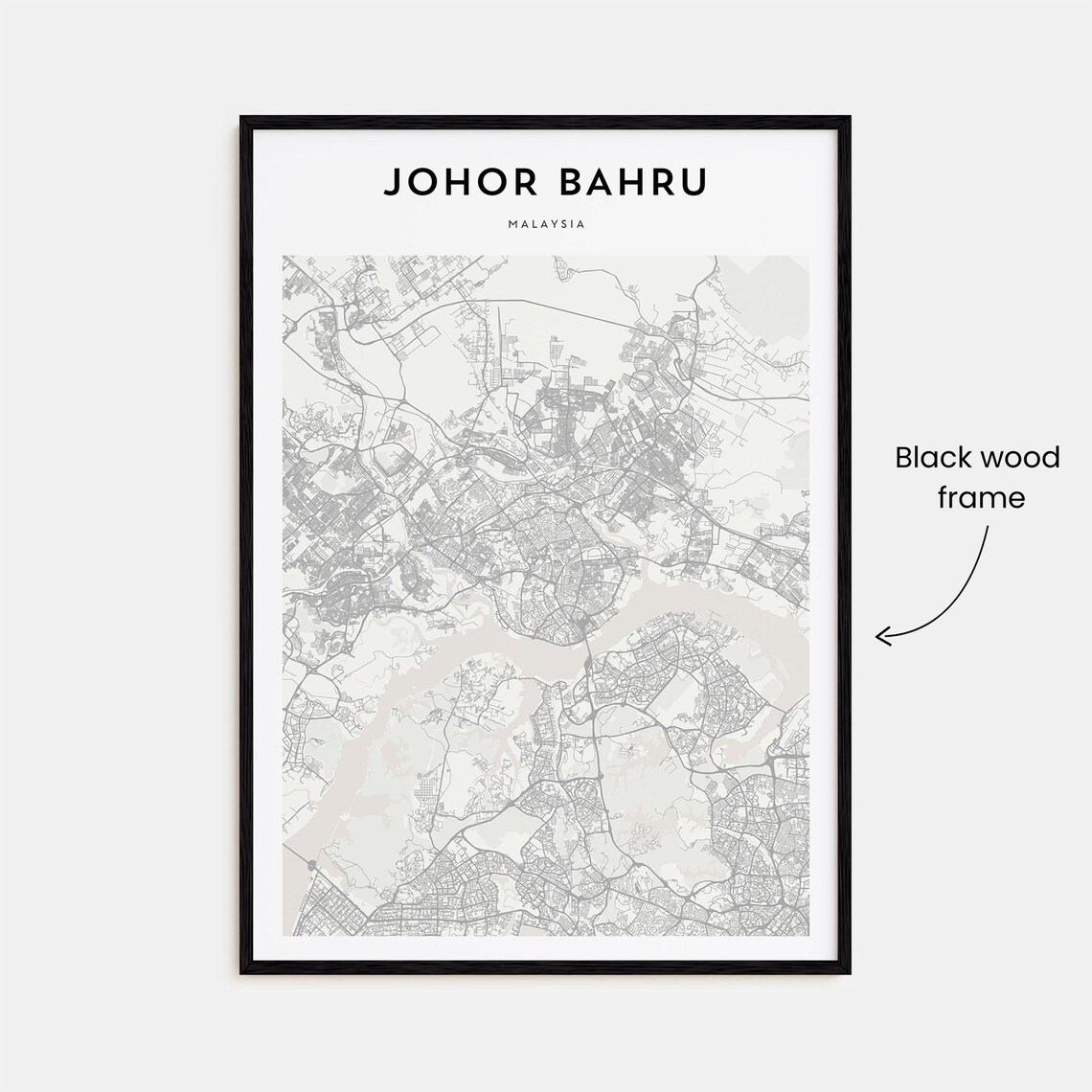 Johor Bahru Malaysia Minimalist City Street Line Art Map Poster - Image 3