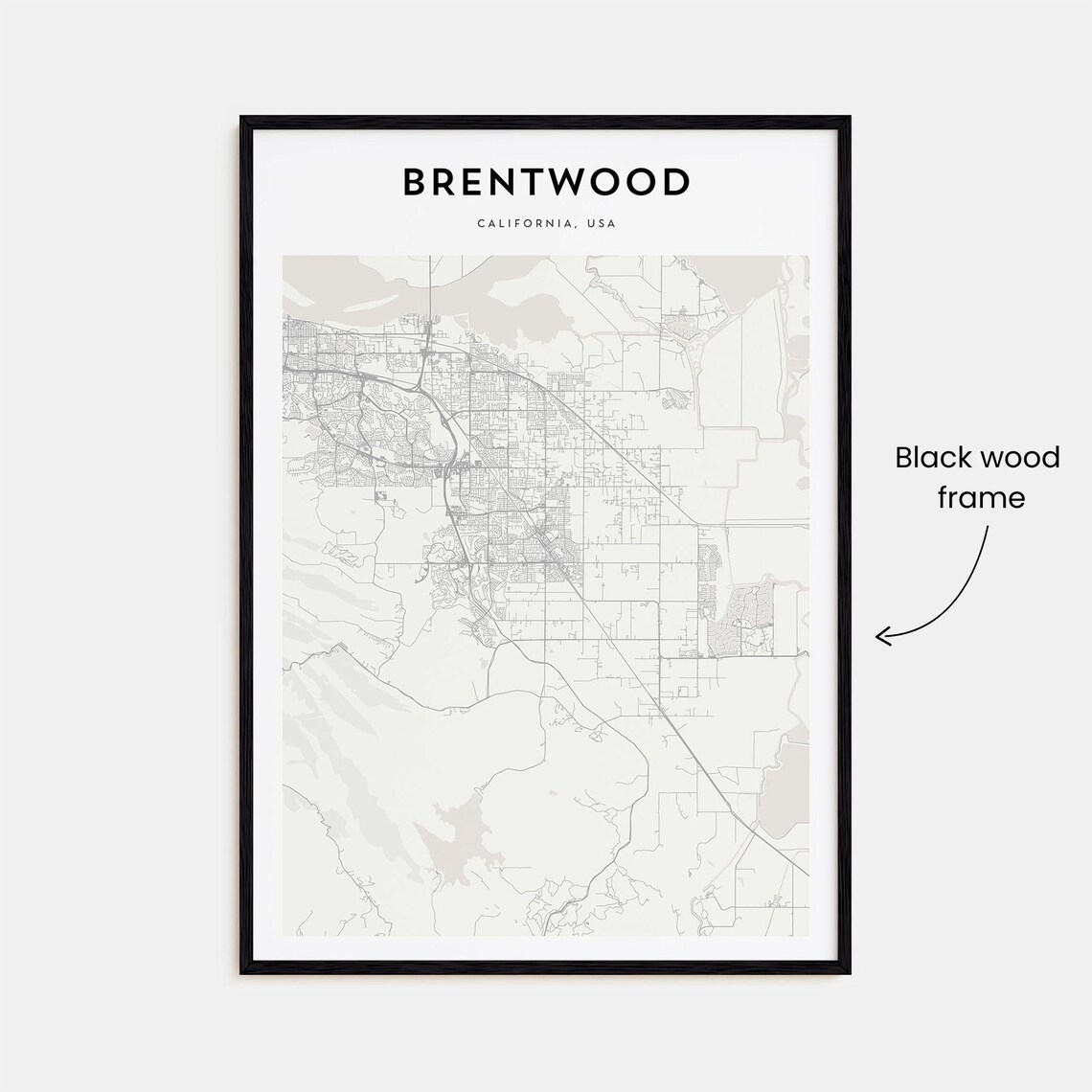 Brentwood California Minimalist Line Map City Street Art Poster - Image 3