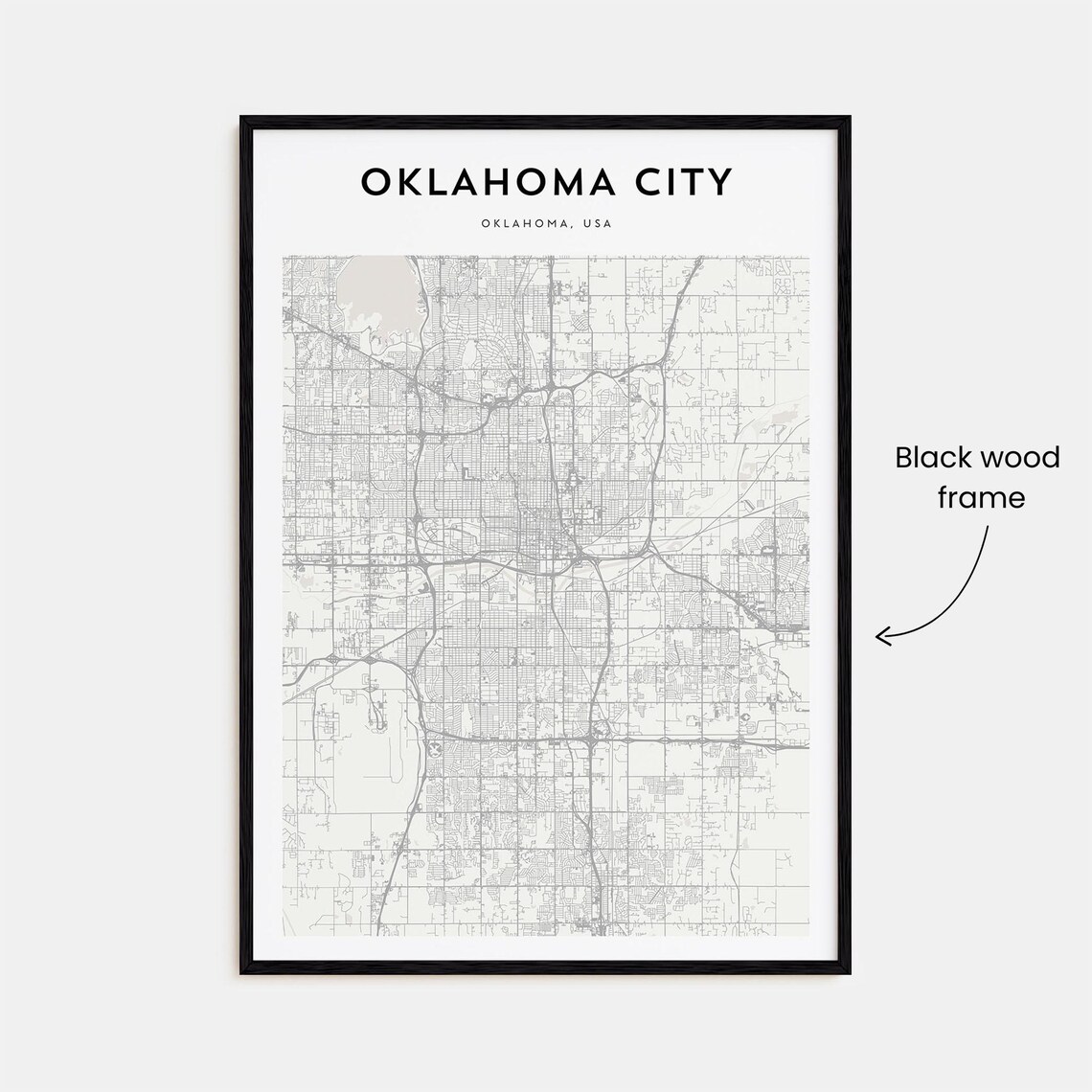 Oklahoma City Oklahoma Minimalist Street Map Line Art Poster - Image 3