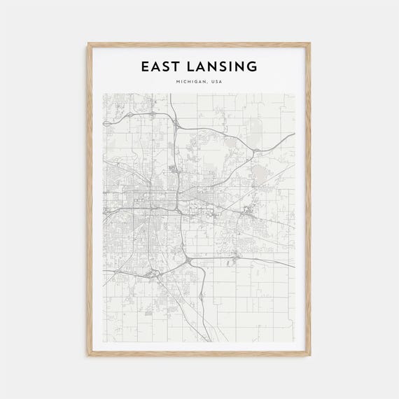 East Lansing Personalized Map Art Print, Michigan