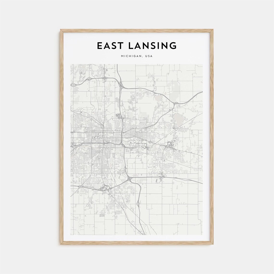 East Lansing Personalized Map Art Print, Michigan