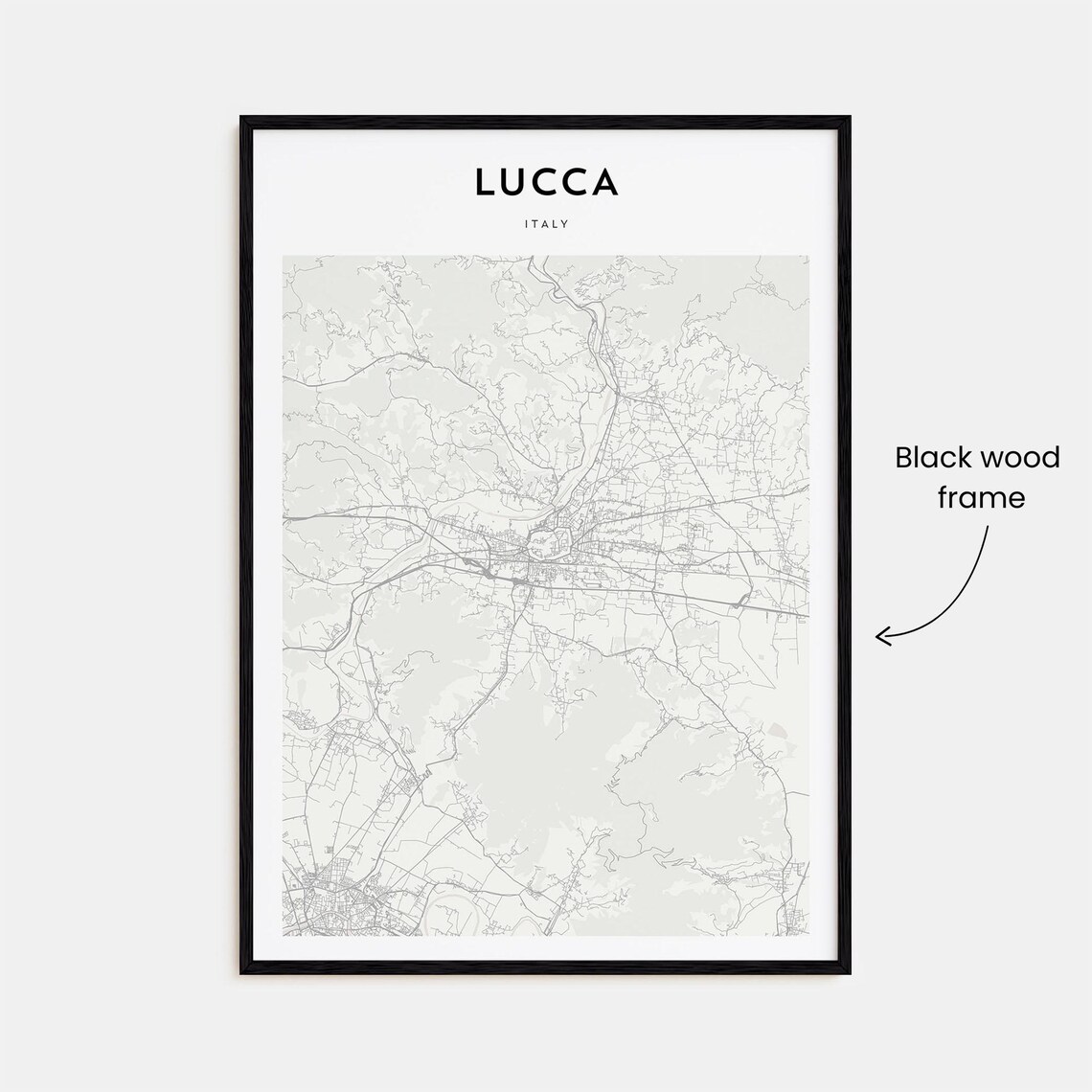 Lucca Italy Minimalist City Street Map Poster with Bold Typography - Image 3