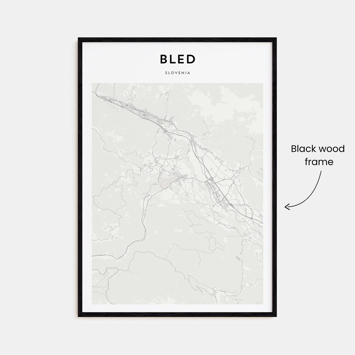 Bled Slovenia Alpine Lake Town Minimalist Map Line Art Travel Poster - Image 3