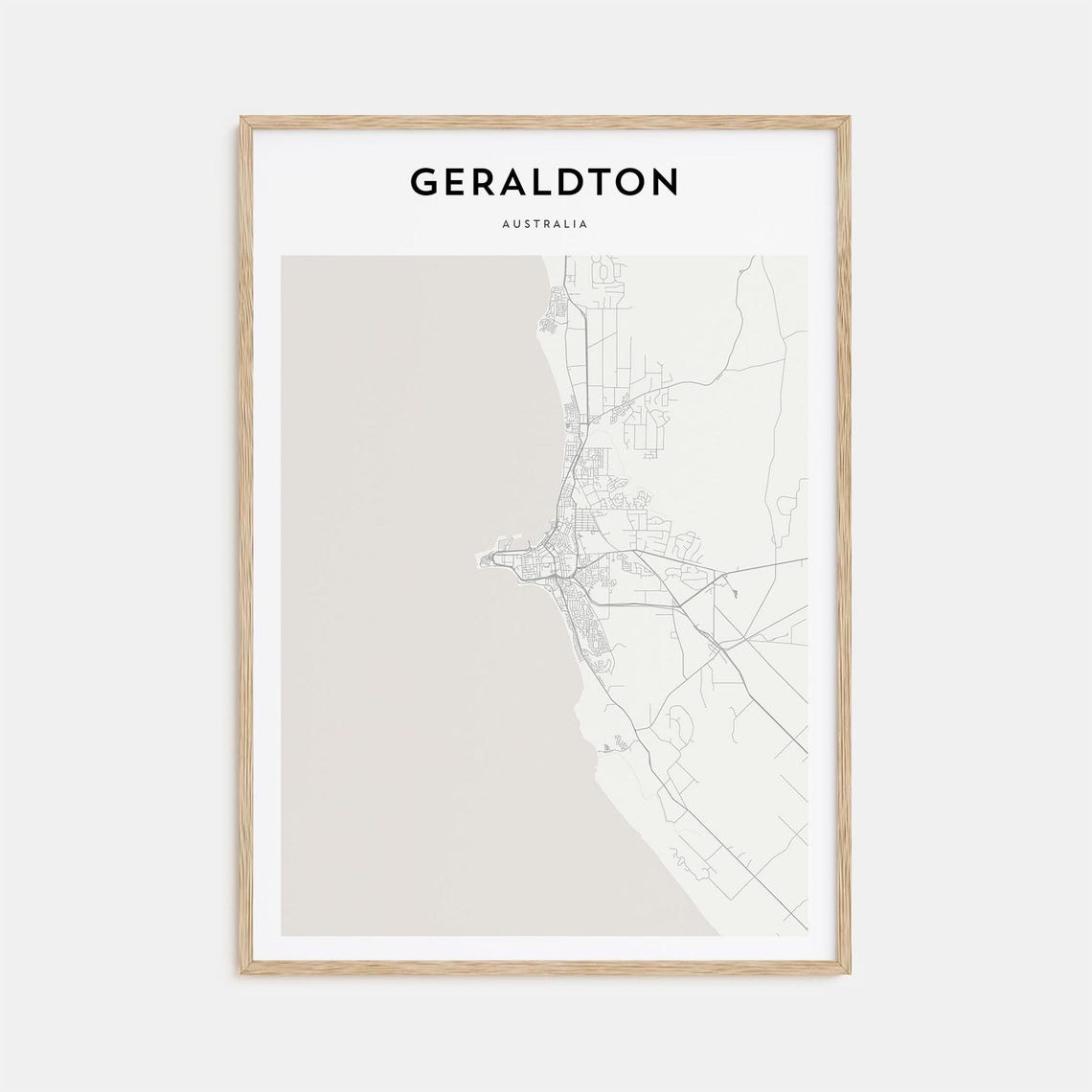 Geraldton Australia Coastal Minimalist Beige Street Map Poster Art