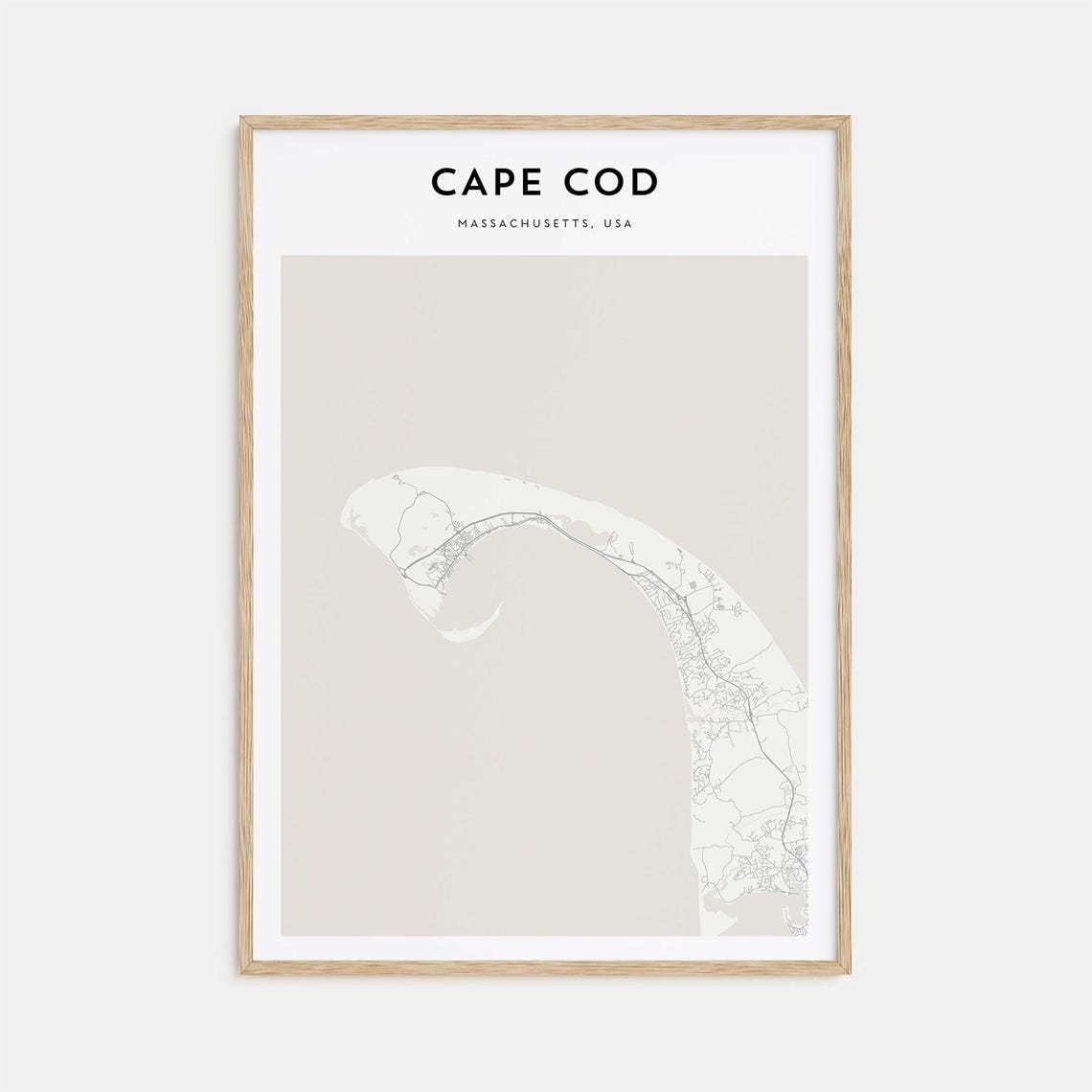 Cape Cod Massachusetts Hooked Peninsula Minimalist Map Decor Poster